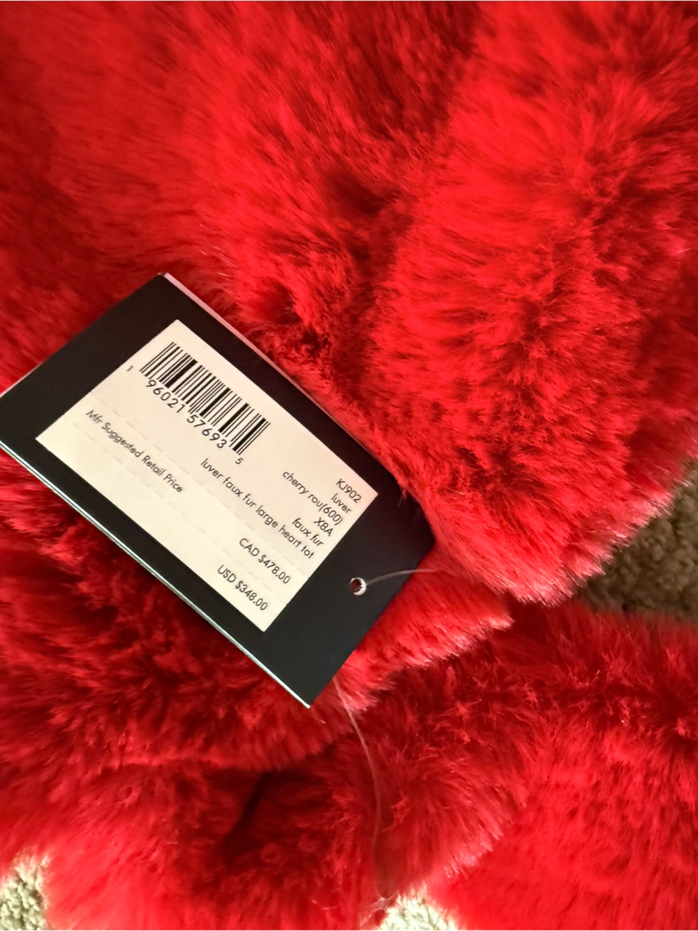NWT Kate Spade Faux Fur Lover Heart Tote ❤️ - Picture 7 of 8